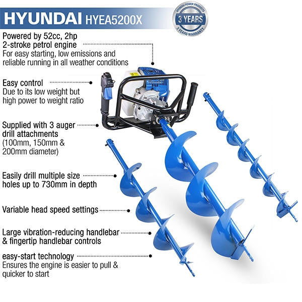 Features of the Hyundai HYEA5200X auger