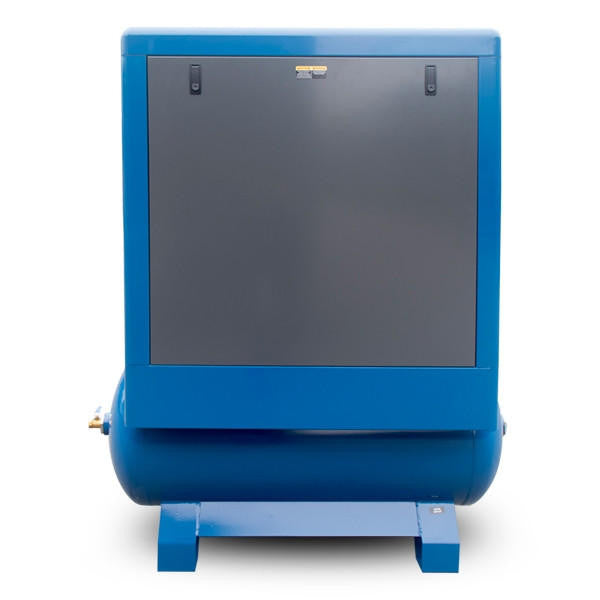 Opens up to the reveal the inside of the screw compressor