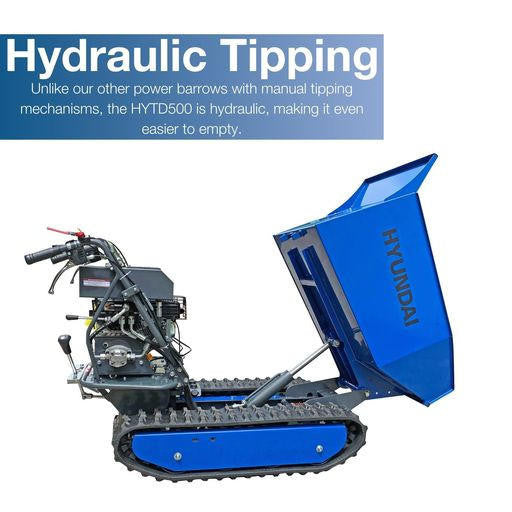 Hyundai 196cc 500kg Petrol Tracked Mini Dumper Power Barrow Transporter | HYTD500