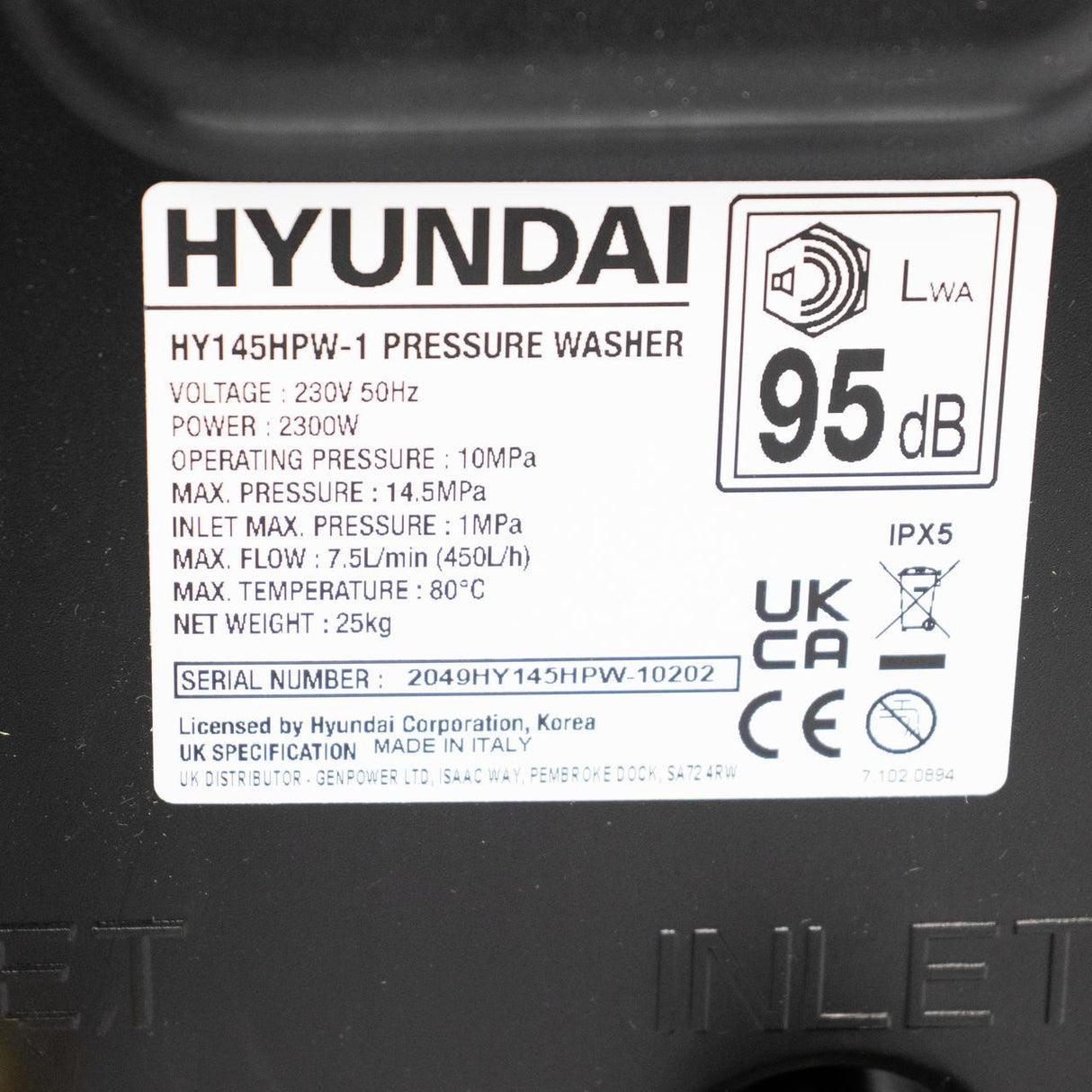 Hyundai 2100psi 145bar Hot Pressure Washer, 80°C 2.3kW Power Jet Washer | HY145HPW-1