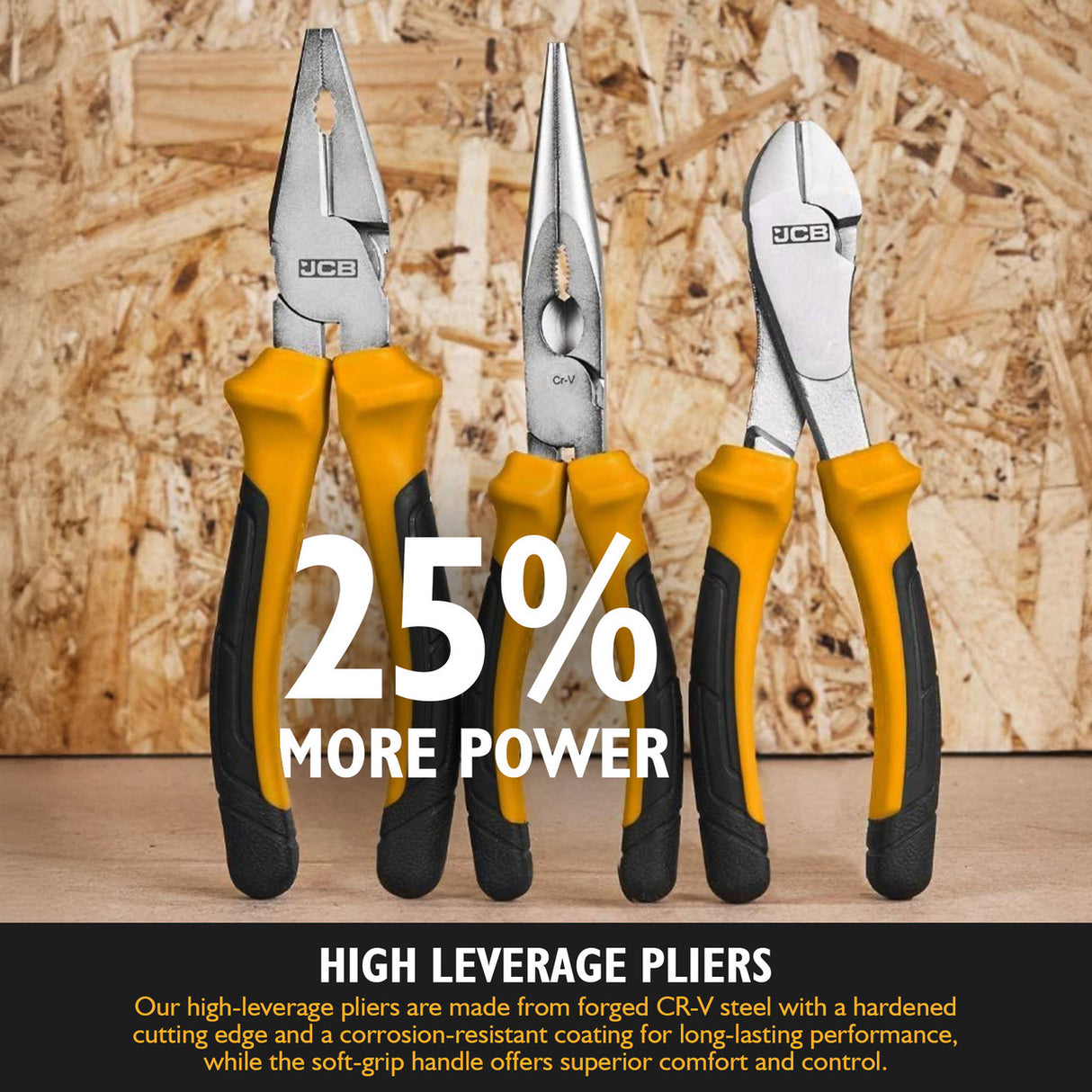 JCB 180mm 7'' Combination Pliers, Heavy-Duty Steel Head | JCB-CBPLR-180