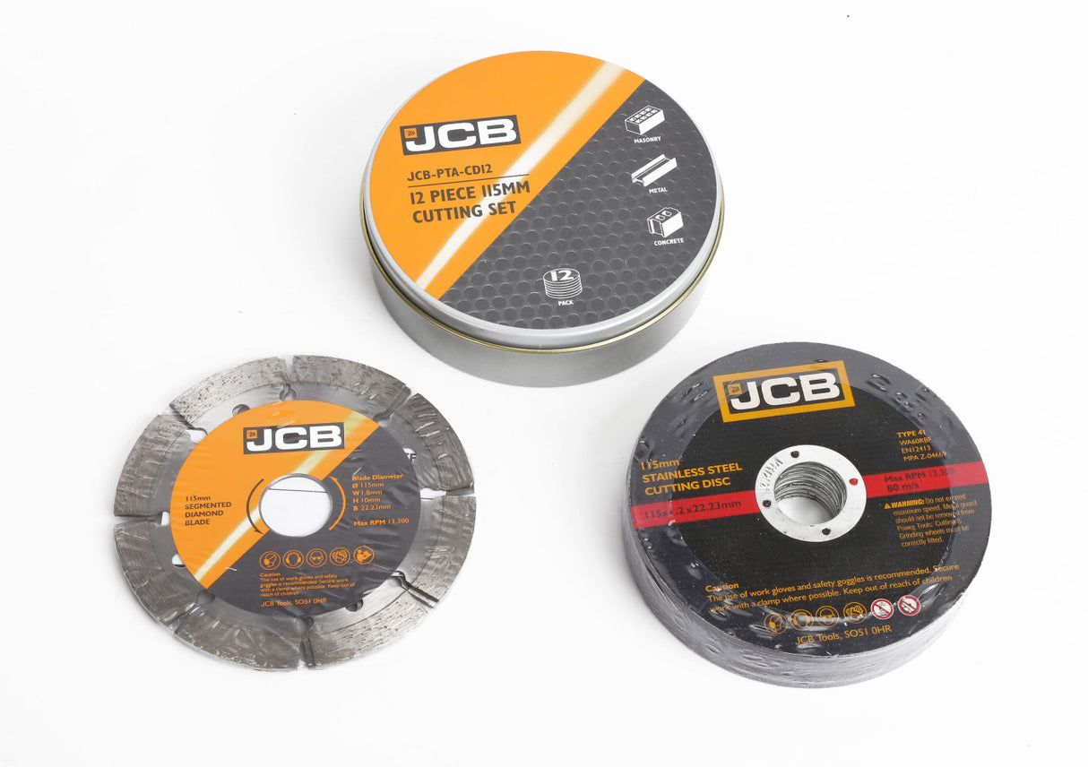 JCB 12 piece 115mm Cutting Disc in Tin | JCB-PTA-CD12 - Full set