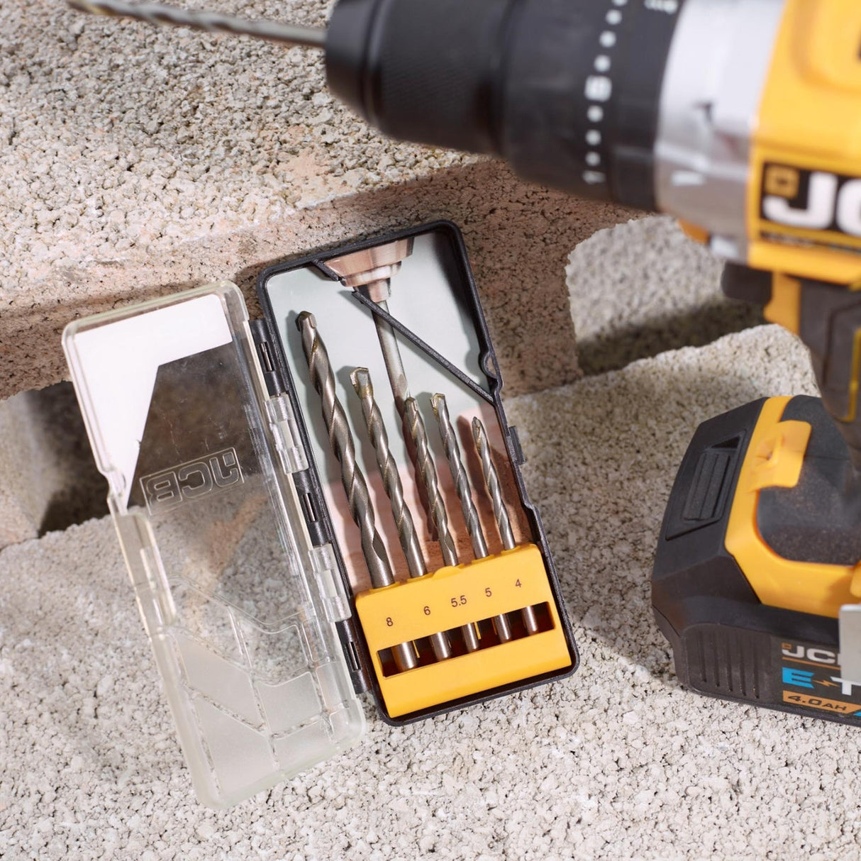 JCB 5 Piece Masonry Drill Bit, Solid Steel, Carbide Tip | 5055803301125