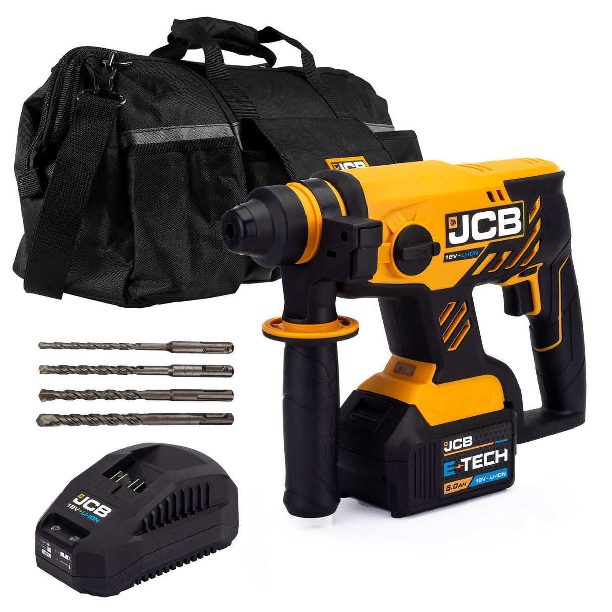 JCB 18V Brushless SDS 1x5.0Ah in 20" Kit Bag | 21-18BLRH-5X-BG