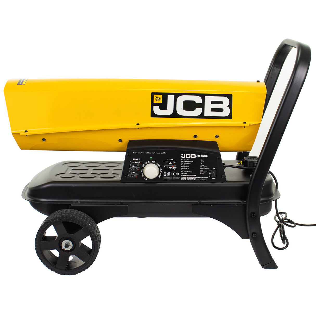 JCB 70,000BTU / 20kW Diesel Space Heater, 496m³ Coverage, Kerosene or Diesel, Thermostat | JCB-SH70D