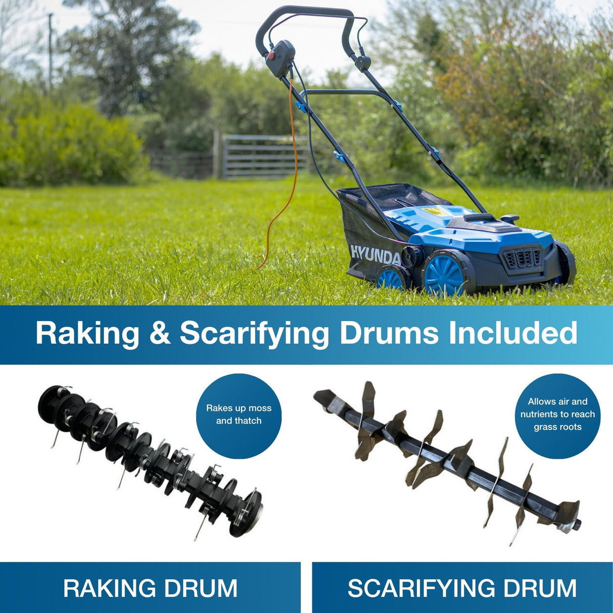 Raking and Scarifier Drums Included