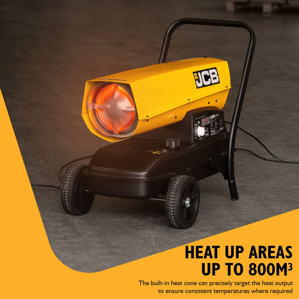JCB 126,250BTU / 37kW Diesel Space Heater, 800m³ Coverage, Kerosene or Diesel, Thermostat | JCB-SH140D