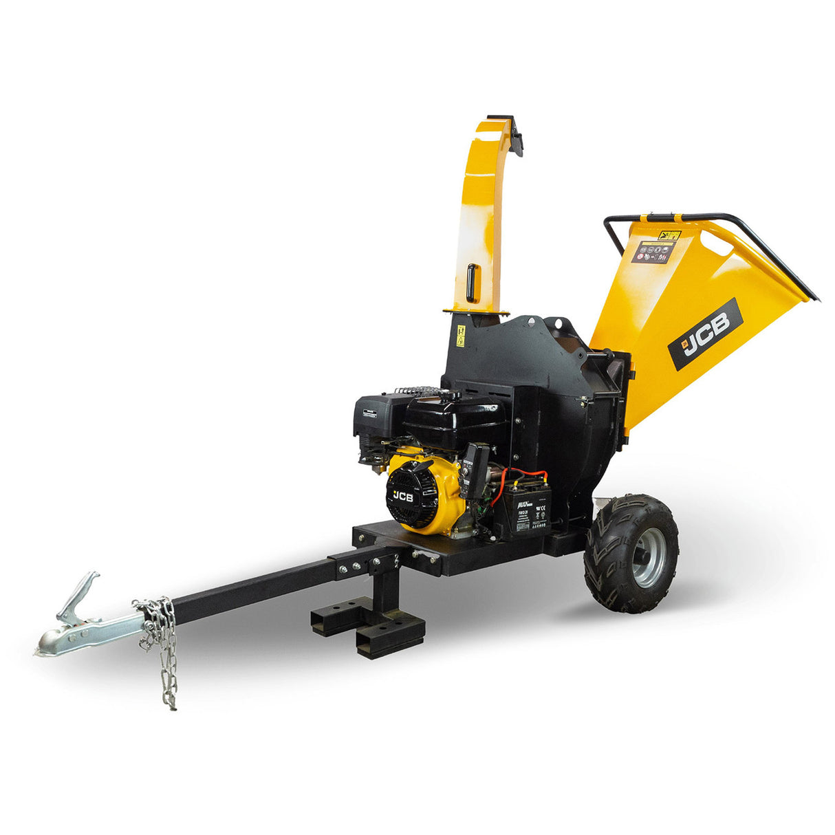 JCB 120mm / 4.72” Heavy-duty Petrol Wood Chipper 457cc, 15hp 4-Stroke, Electric Start | JCB-CH150120PE