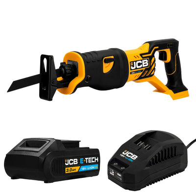JCB 18V Cordless Reciprocating Saw, 3Ah Li-Ion Battery & 2.4A Fast Charger | 21-18RS-3CX