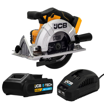 JCB 18V Cordless Circular Saw 165mm 6.5" with 3.0Ah Li-ion Battery & 2.4A Fast Charger | 21-18CS-3CX