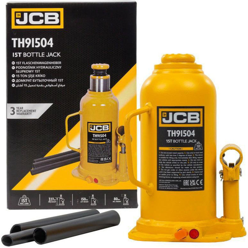JCB 15 Tonne Automotive Hydraulic Bottle Jack, 460mm Maximum Lift | JCB-TH91504