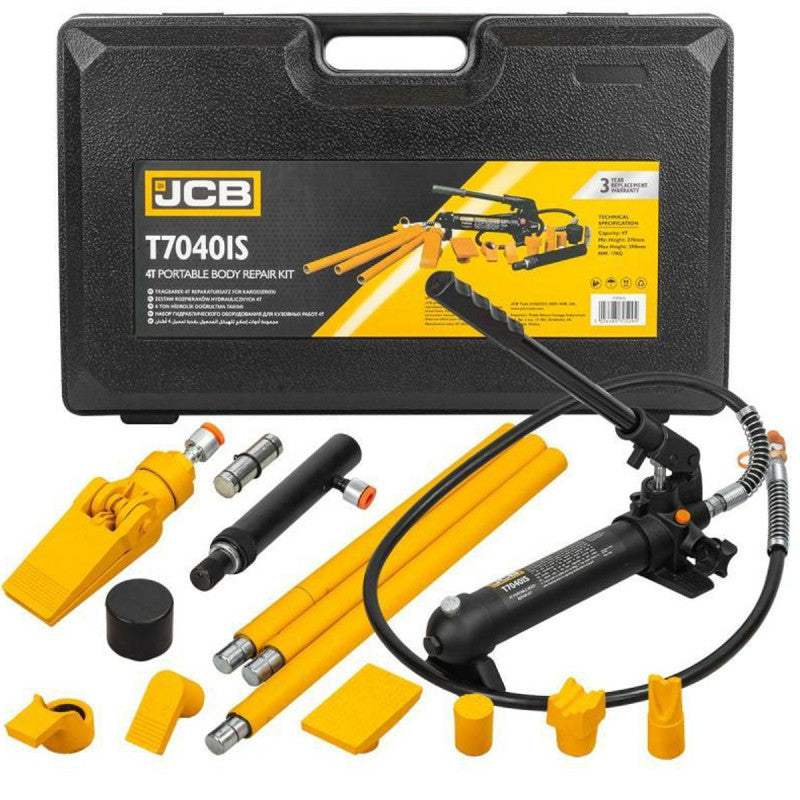 JCB 4 Tonne Portable Hydraulic Jack Auto Body Repair Kit with Storage Case | JCB-T70401S