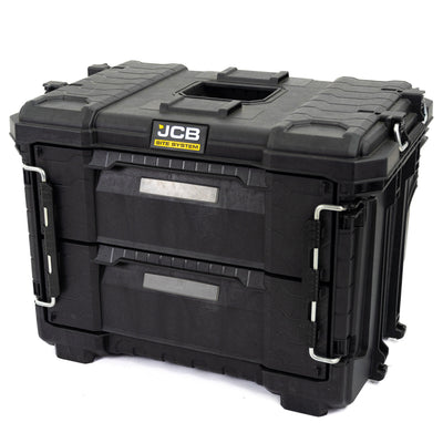 JCB 2 Drawer Site System, 20kg Load, 28L Capacity Tool Storage Box JCB-SITESYS-2DW