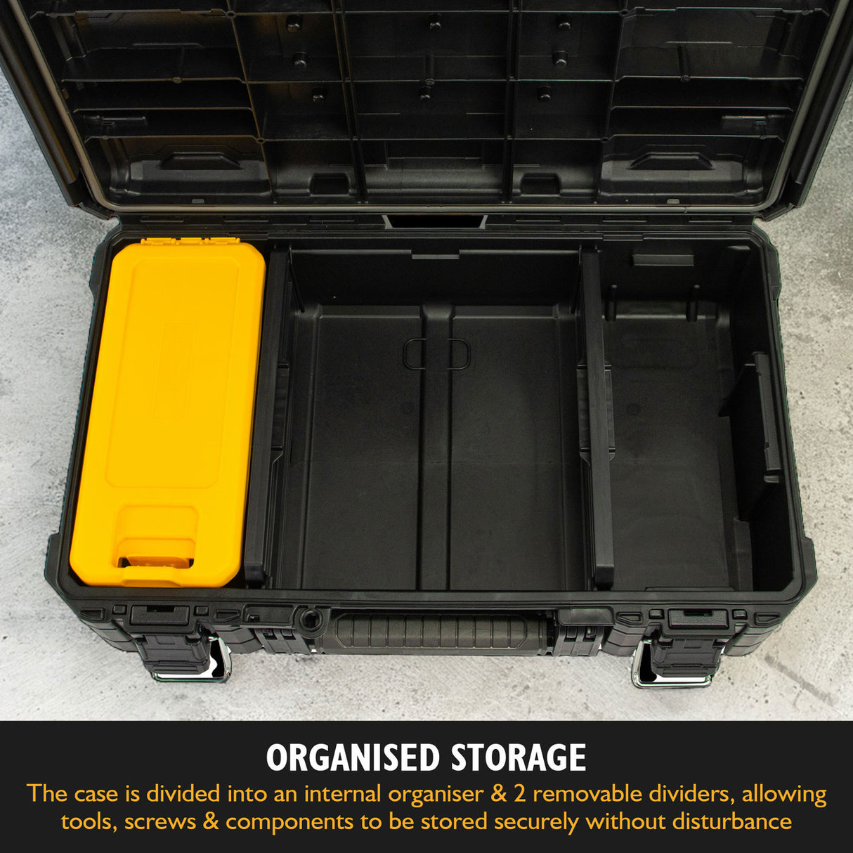 JCB Site System, 3-Piece Modular Tool Storage, Box and Organiser with Cart, 9’’ Wheel | JCB-SITESYS-ST