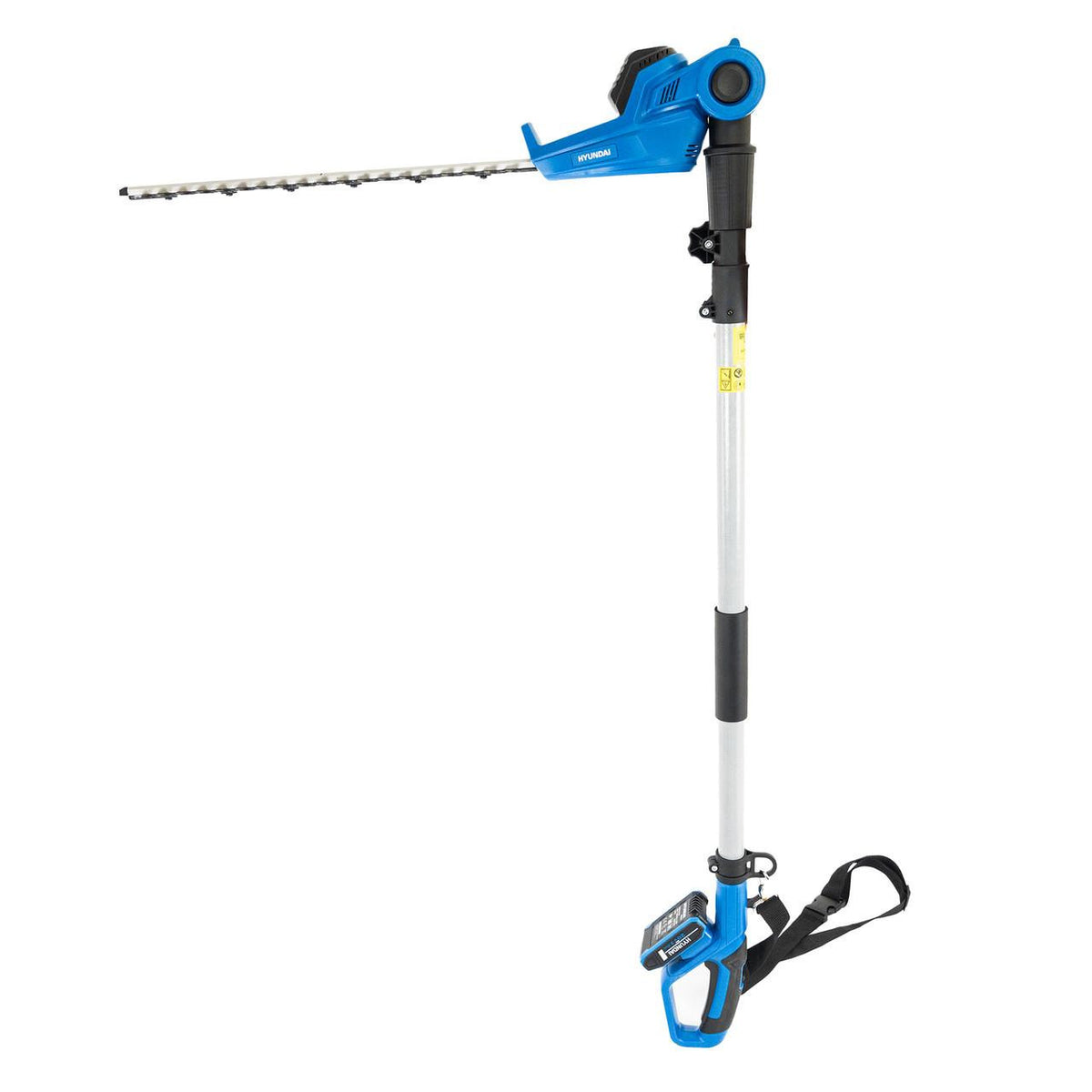 The hedge trimmer conveniently retracts for compact and space-saving storage and transport.