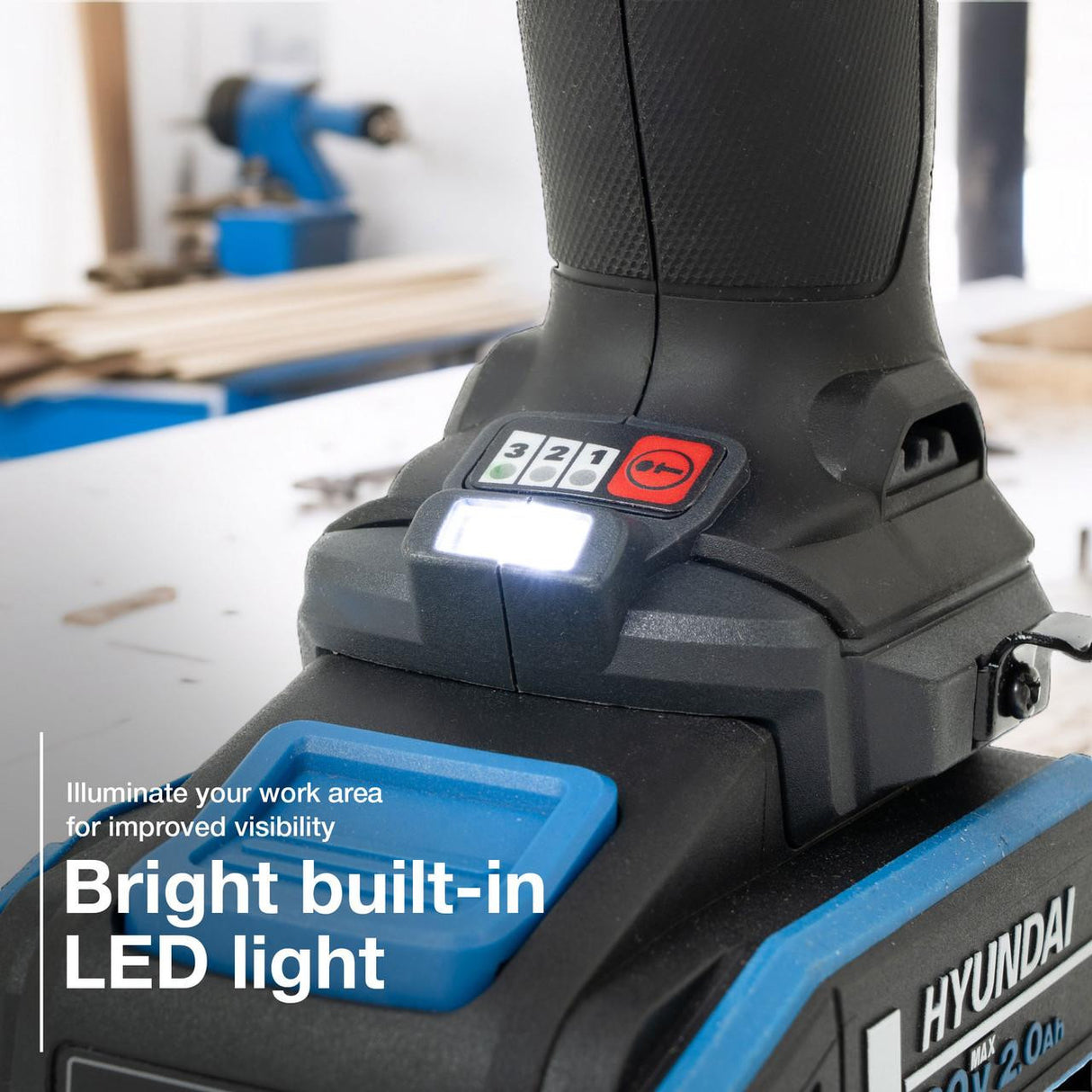 Hyundai 20V Cordless 65Nm Hammer Drill and 230Nm Impact Driver Brushless Kit, 2x 2.0Ah Li-ion Batteries and 2A Charger | S01-T2B