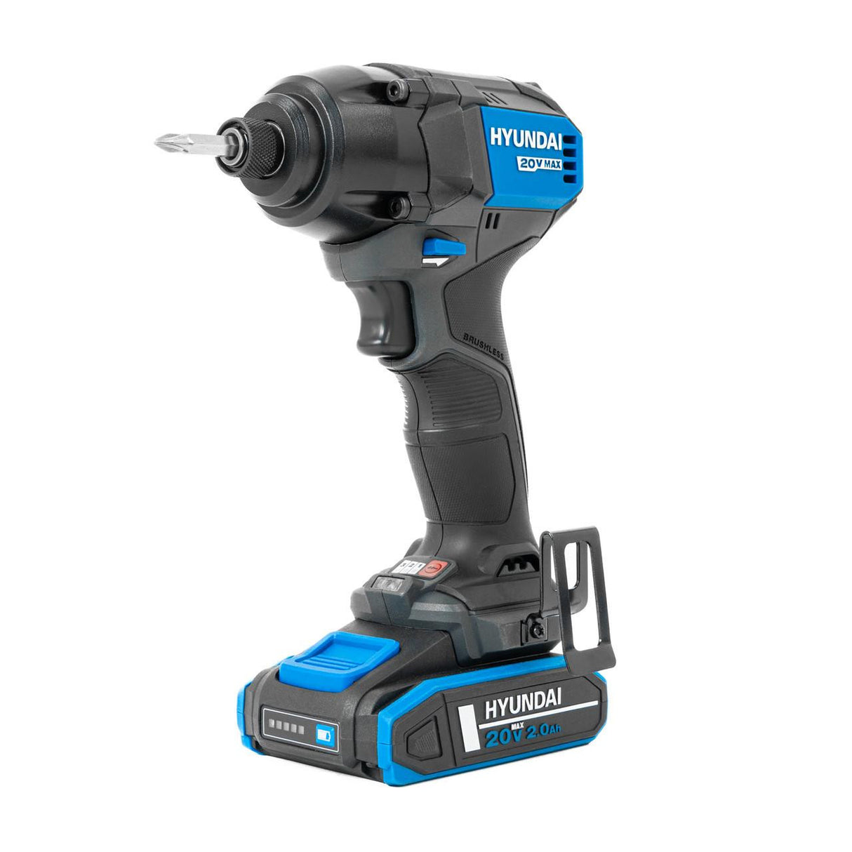 Hyundai 20V Cordless 65Nm Hammer Drill and 230Nm Impact Driver Brushless Kit, 2x 2.0Ah Li-ion Batteries and 2A Charger | S01-T2B