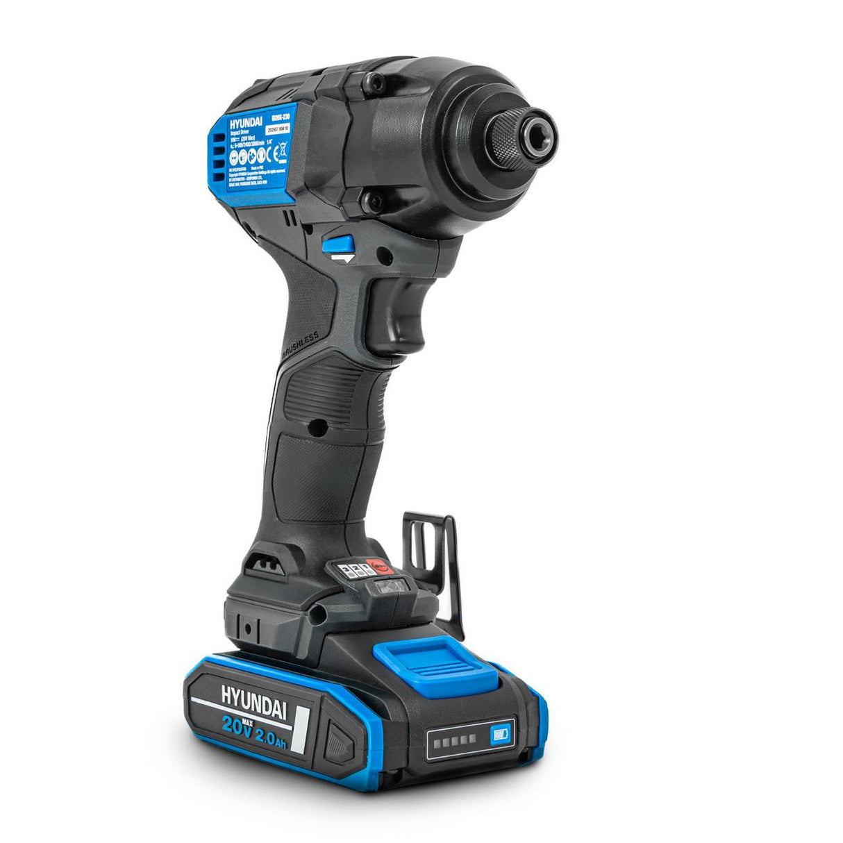 Hyundai 20V Cordless 65Nm Hammer Drill and 230Nm Impact Driver Brushless Kit, 2x 2.0Ah Li-ion Batteries and 2A Charger | S01-T2B