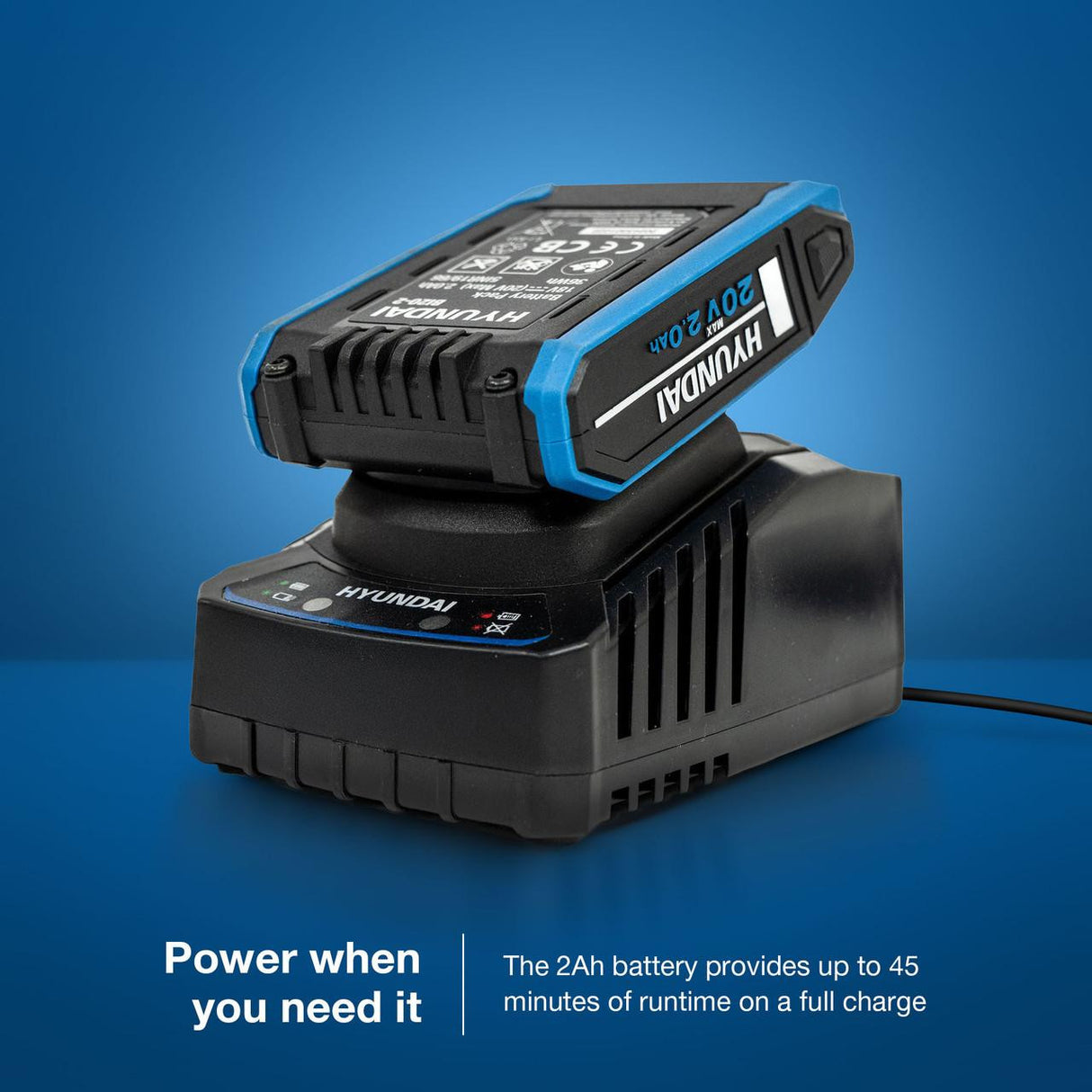 Hyundai 20V Cordless 65Nm Hammer Drill and 230Nm Impact Driver Brushless Kit, 2x 2.0Ah Li-ion Batteries and 2A Charger | S01-T2B