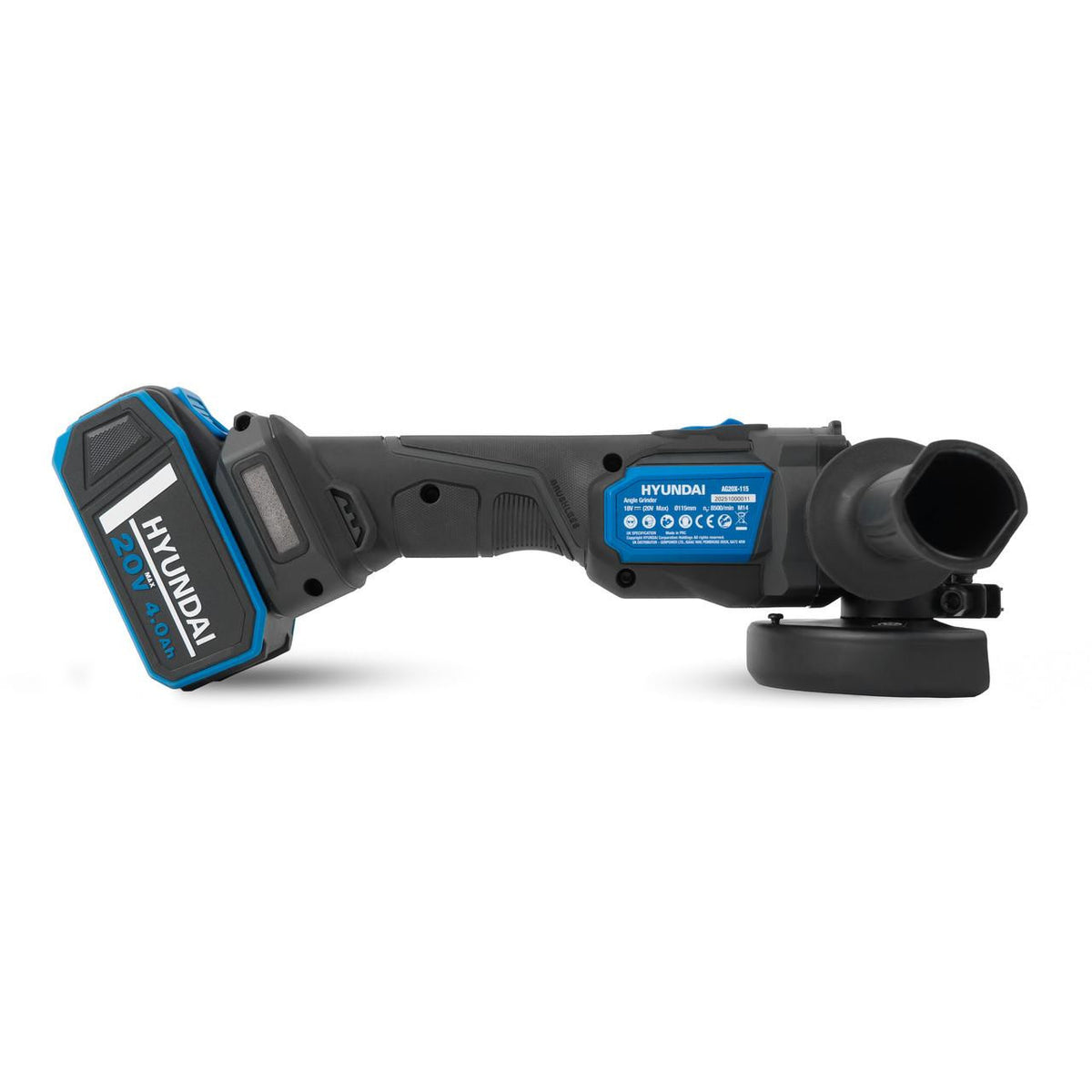 Hyundai 20V Cordless Hammer Drill 60Nm and Angle Grinder 115mm Brushless Kit, inc. 2.0Ah and 4.0Ah Li-ion Battery and 2A Charger | S02-FTB