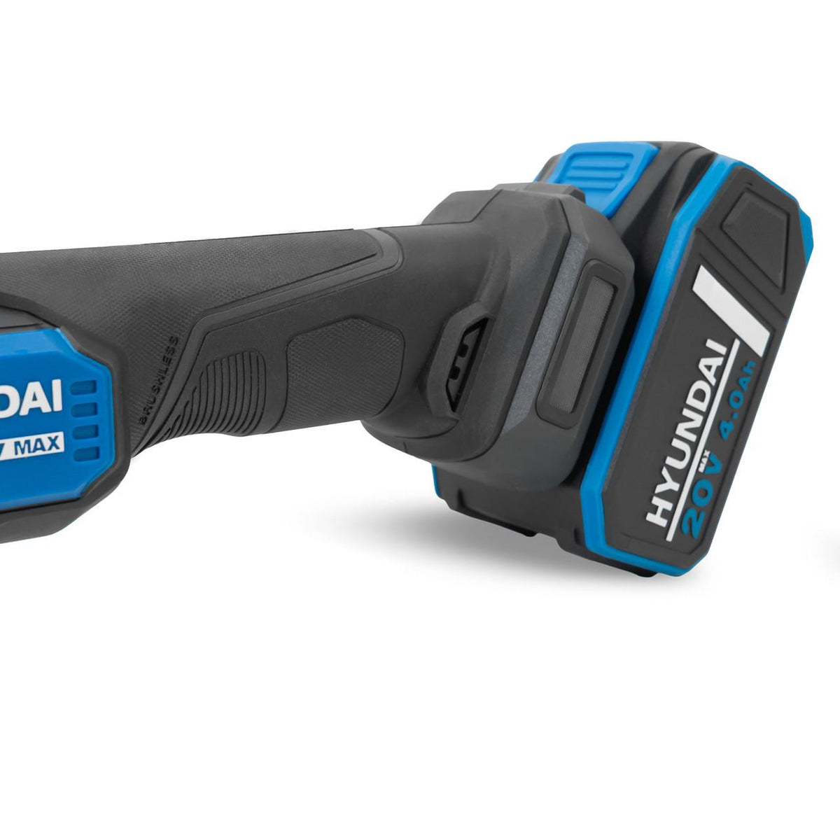 Hyundai 20V Cordless Hammer Drill 60Nm and Angle Grinder 115mm Brushless Kit, inc. 2.0Ah and 4.0Ah Li-ion Battery and 2A Charger | S02-FTB