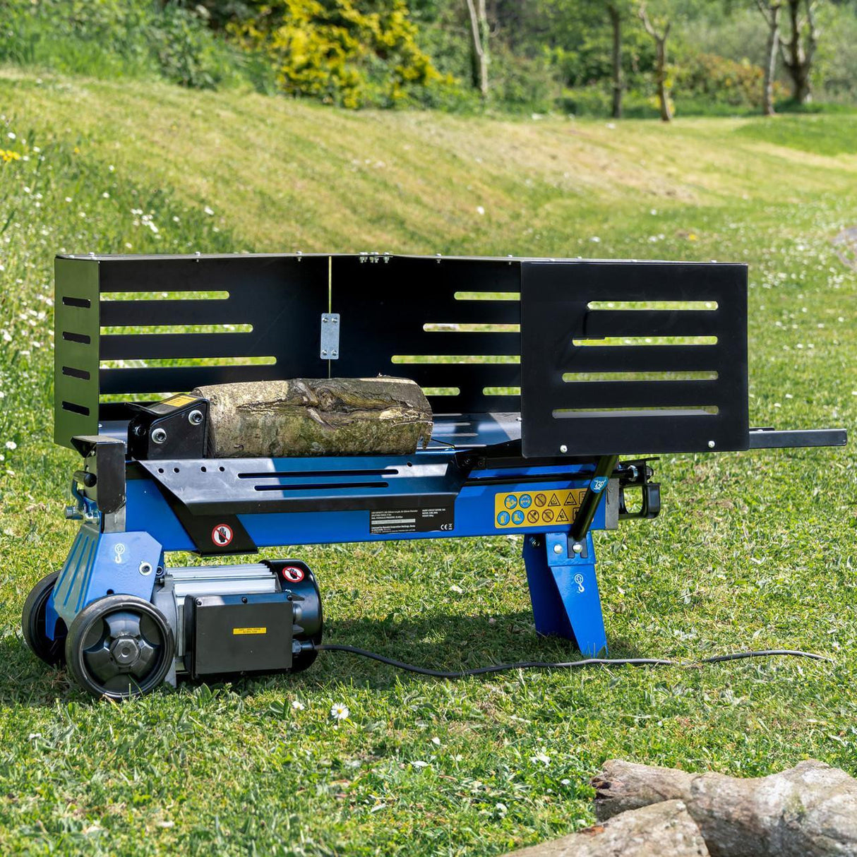 Hyundai 7 Tonne, 520mm Horizontal Electric Log Splitter with Stand and Cross Wedge | HYLS7000HE+1361149+1361150
