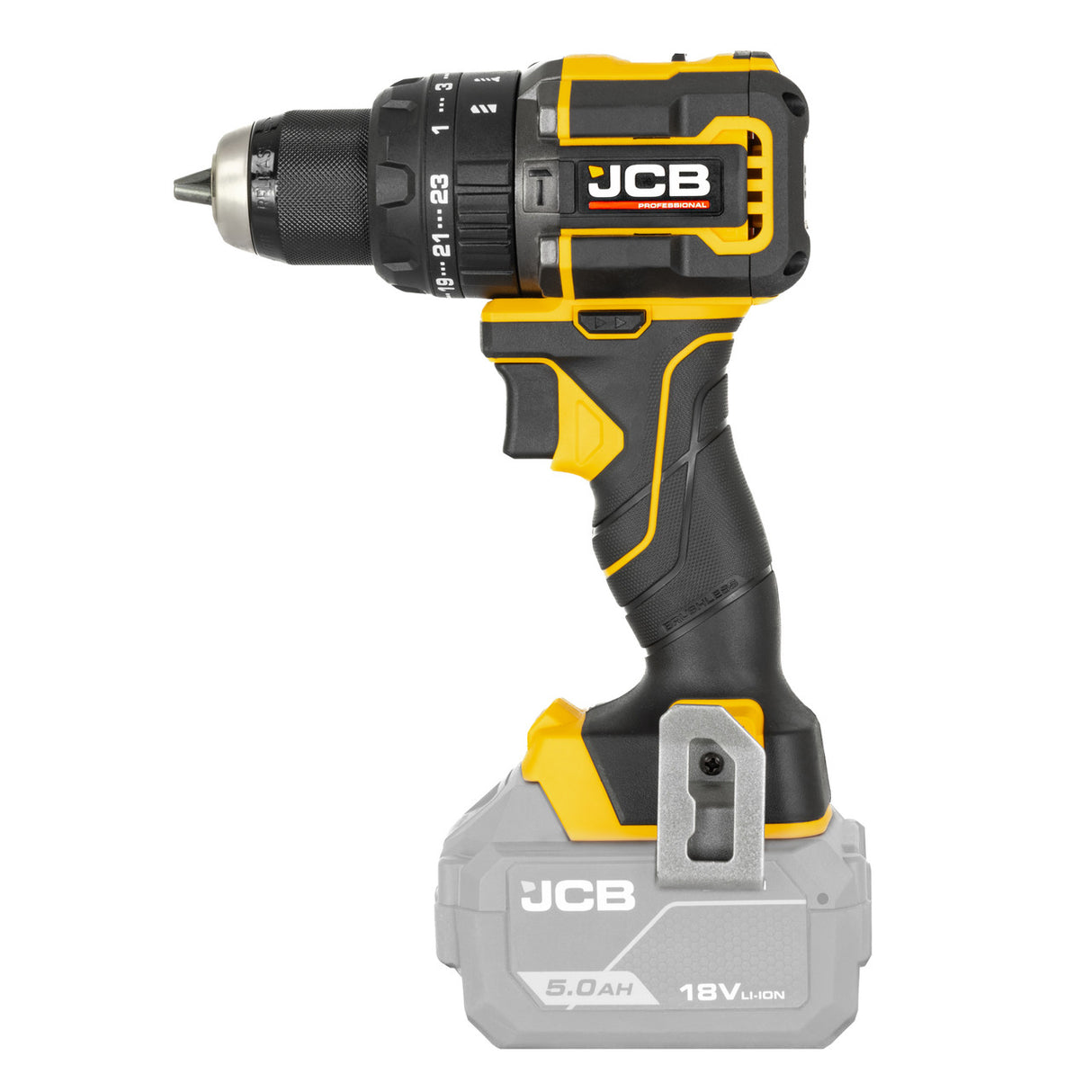 JCB Pro 18V Drill Driver 75Nm, Brushless, 2-Speed, 23+3 Positions & 13mm ROHM Keyless Chuck (Bare Tool) | JCB-18PDD-75