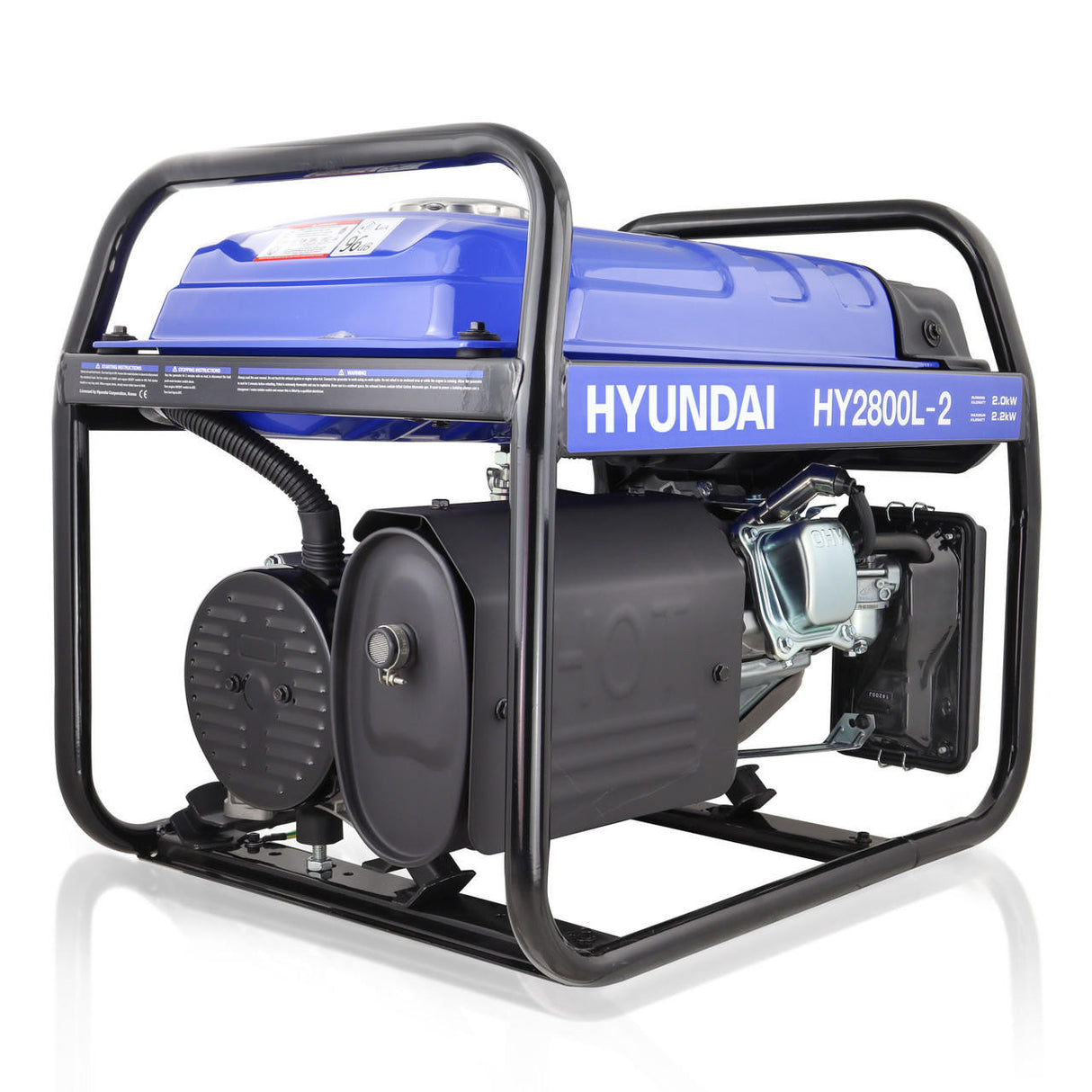 Hyundai 2.2kW / 2.75kVA* Petrol Site Generator with Recoil Start | HY2800L-2