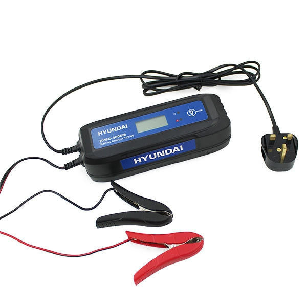 Hyundai 4 Amp SMART Car Battery Charger 6v / 12v, 1.2 - 130Ah Capacity| HYSC-4000M