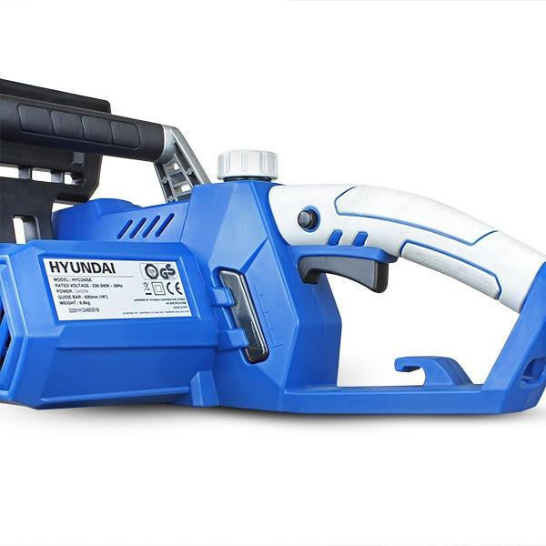 Hyundai 16" 40cm Electric Chainsaw 2400W 230V & Folding Trolley on Wheels, Garden Trolley 100kg | HYC2400E+GTW220