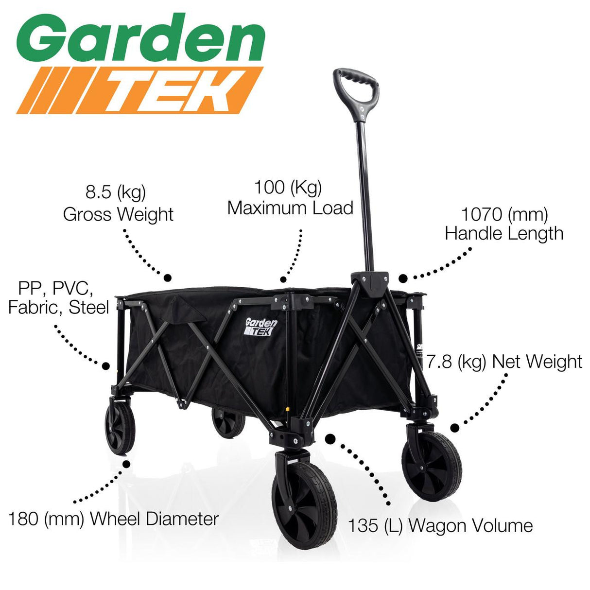 Hyundai 16" 40cm Electric Chainsaw 2400W 230V & Folding Trolley on Wheels, Garden Trolley 100kg | HYC2400E+GTW220