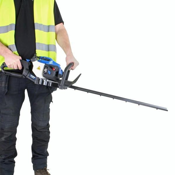 Hyundai 26cc 600mm Petrol Hedge Trimmer Cutter, Easy-Start & Lightweight 2-stroke & Folding Trolley on Wheels, Garden Trolley 100kg | HYHT2600X+GTW220