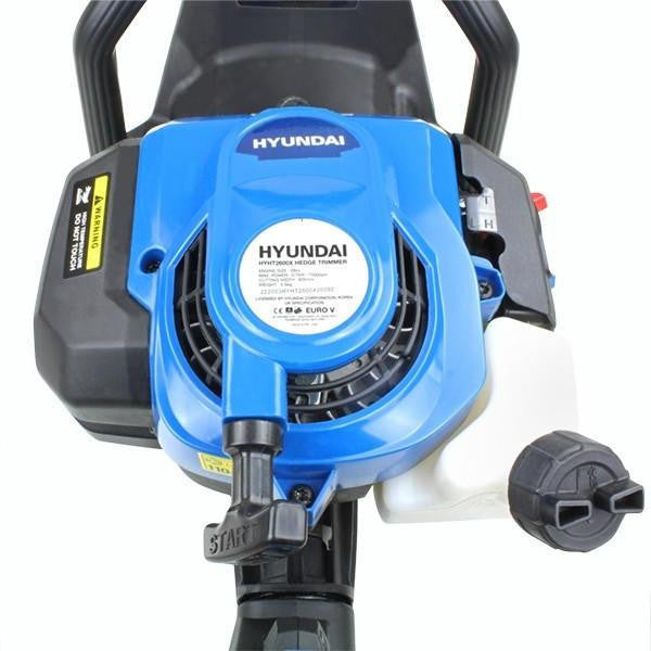 Hyundai 26cc 600mm Petrol Hedge Trimmer Cutter, Easy-Start & Lightweight 2-stroke & Folding Trolley on Wheels, Garden Trolley 100kg | HYHT2600X+GTW220