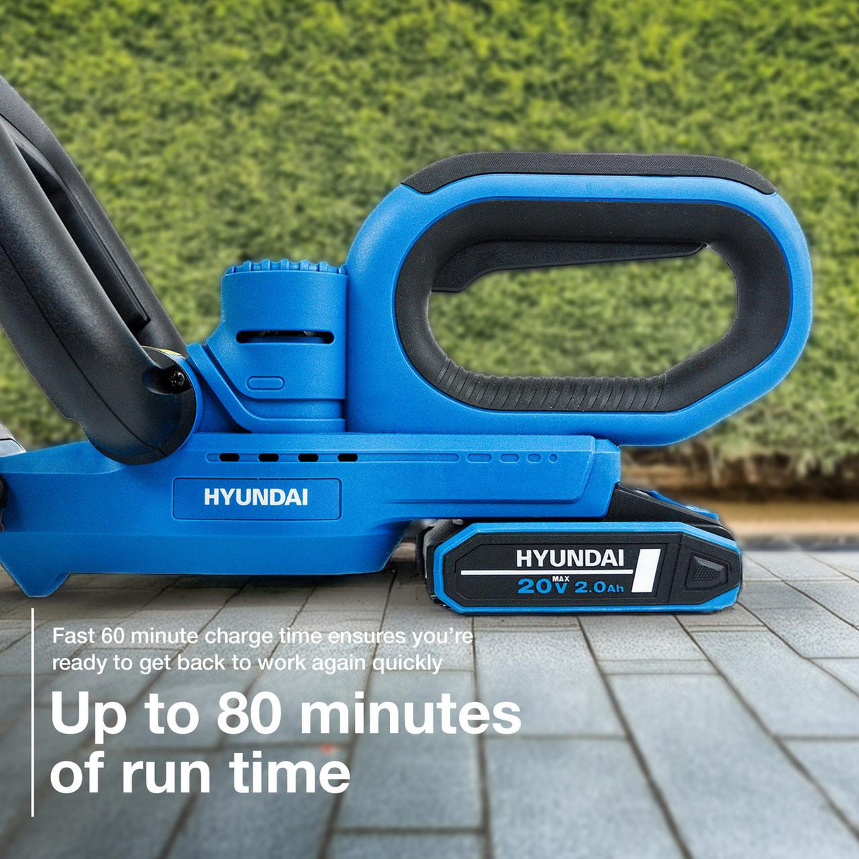 Hyundai 20V 510mm Cordless Hedge Trimmer, 2.0Ah Li-ion Battery, Lightweight & Powerful | HY20CHT