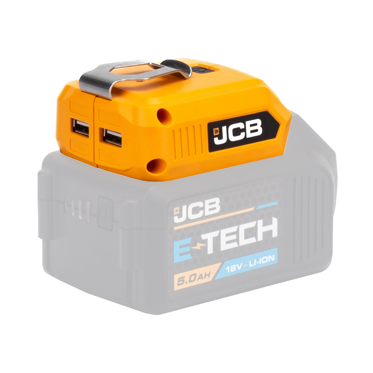 JCB 18V Cordless 60lm LED Light with 2x USB Charge Portal Power Adaptor | 21-18USB