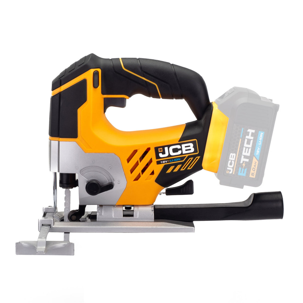 JCB 18V Cordless Jigsaw Li-ion 2Ah-5Ah Battery, 0-45 Degrees Cutting Positions | 21-18JS-B - Bare Unit