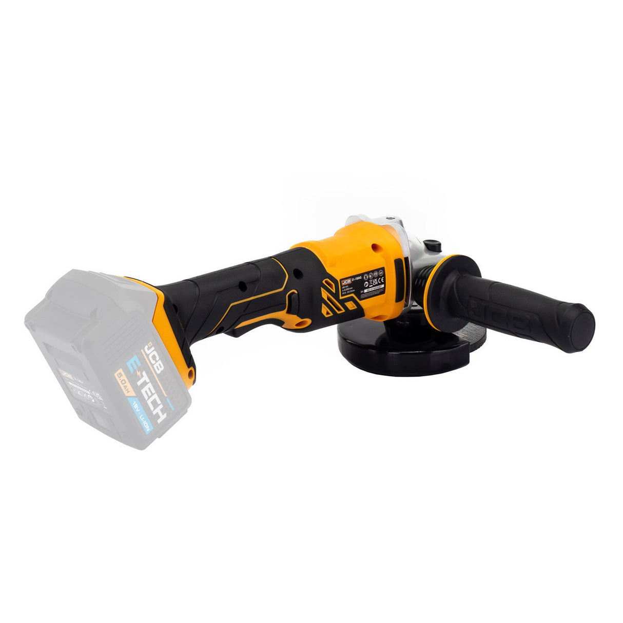 JCB 18V Cordless Angle Grinder, 115mm 4 1/2 inch, 2-5Ah Li-Ion Battery Options, M14 Thread | 21-18AG-B - Bare Unit
