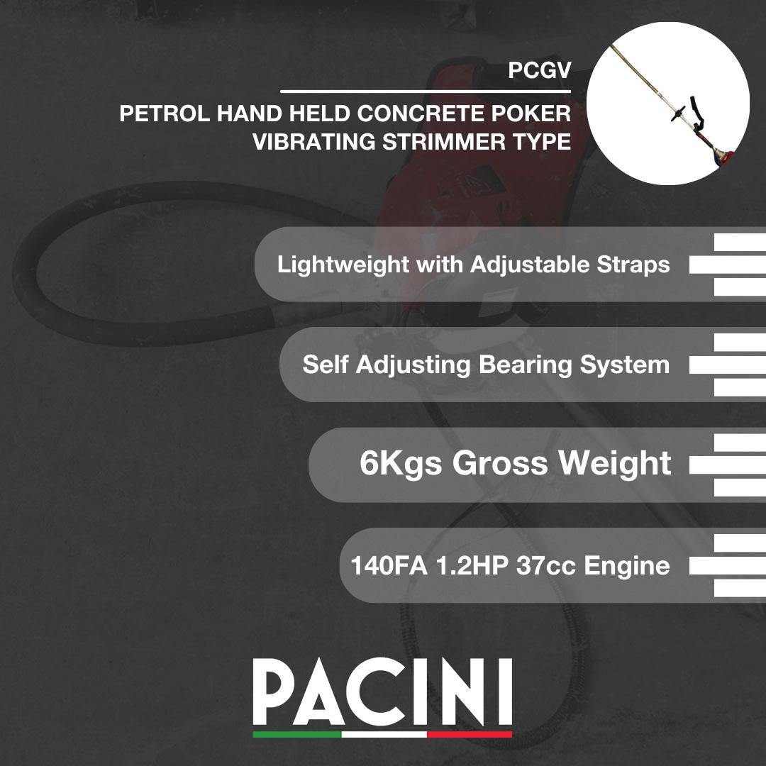 Pacini Petrol Hand Held Concrete Poker Vibrating Strimmer Type | PCGV