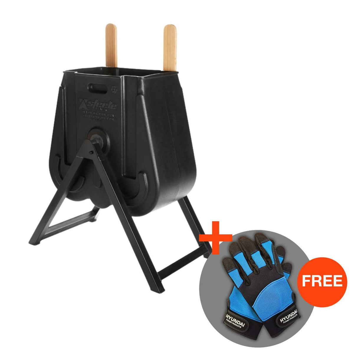 The Steele Cement Mixer comes with a free pair of Hyundai gloves.