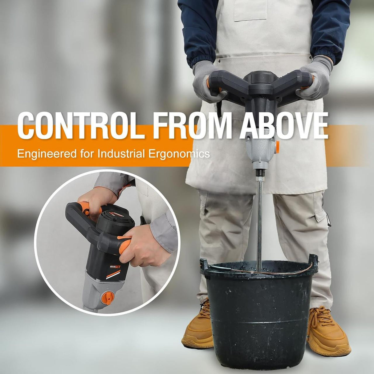 MAXXT 1400W Mixer, 2-Speed Gear, M14, 140mm Mixing Paddle + 2 Wrenches, 220-240V | MPM1400V1-UK