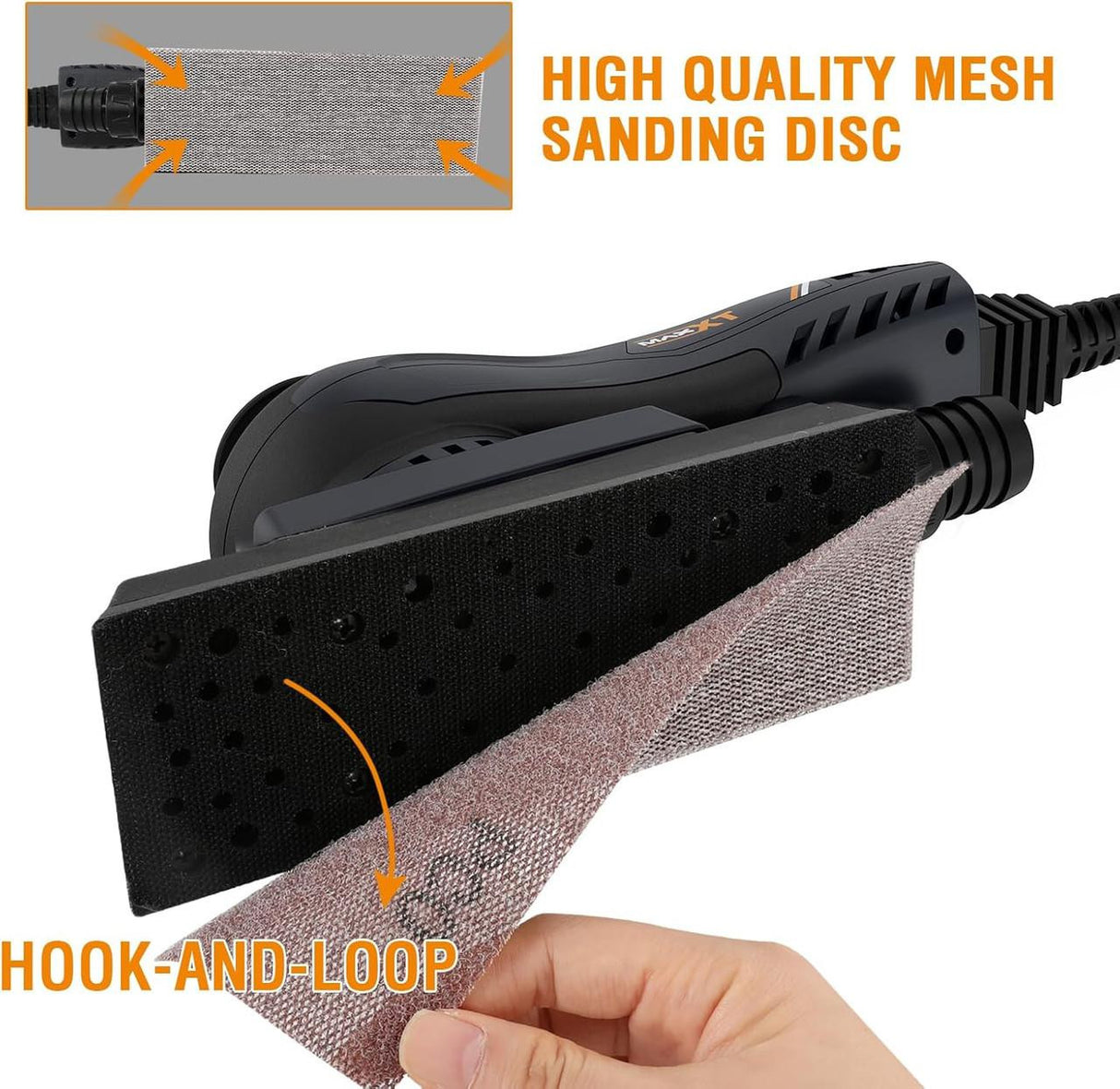 MAXXT Sheet Orbit Sander 3mm, 350W Brushless, 4000-10000RPM, 10 Sanding Sheets | R7307-UK