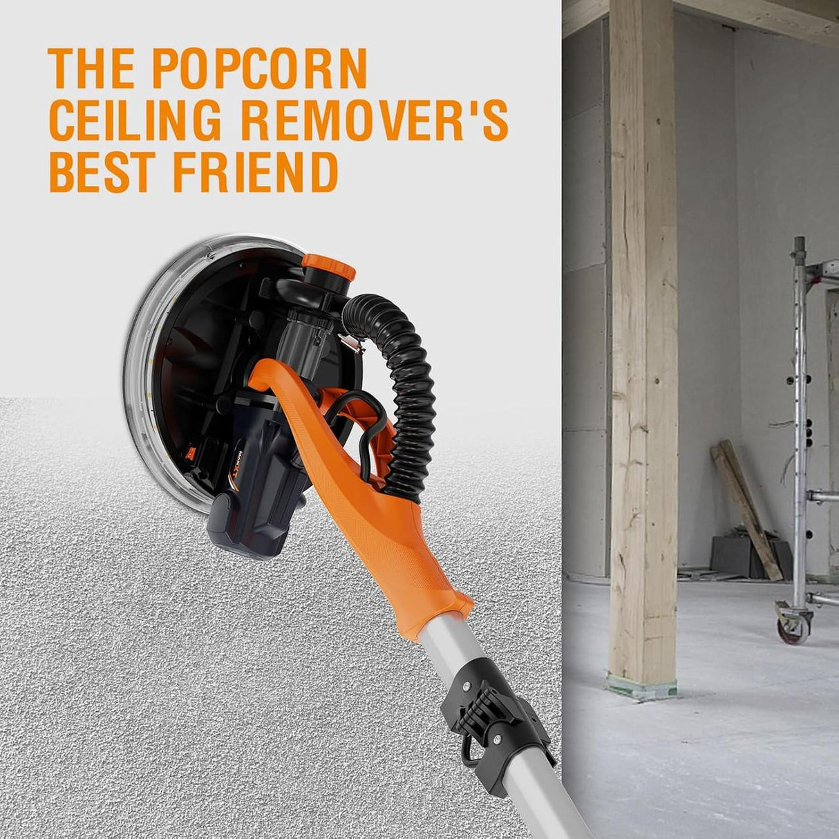 MAXXT Electric Drywall Sander, LED Light, Telescopic Handle, Self-Priming System, 225mm Sanding Disc, Variable Speed (600–1900 RPM) | R7202-F-UK