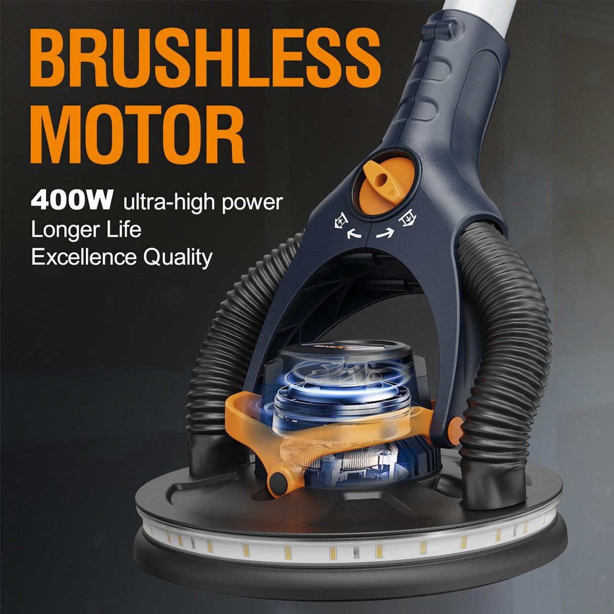 MAXXT Brushless Orbital Drywall Sander, 4mm Orbit , 400W, 215mm Pad , 1.65m Extension Pole | MBLS400FB-UK