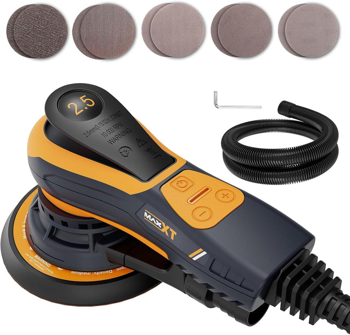 MAXXT 150mm Brushless Eccentric Sander 2.5mm Orbit, 350W, 230V, 10x Sanding Discs | R7303-5-UK1