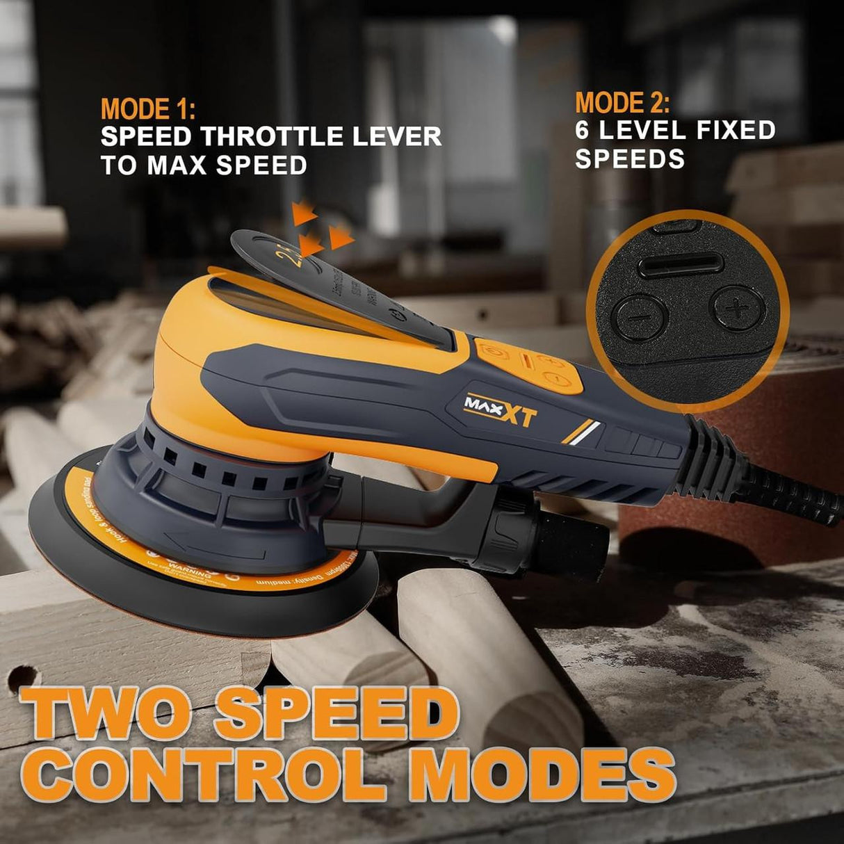 MAXXT 150mm Brushless Eccentric Sander 2.5mm Orbit, 350W, 230V, 10x Sanding Discs | R7303-5-UK1