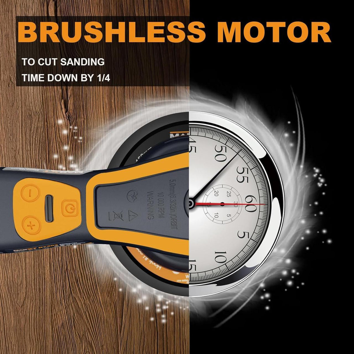 MAXXT 150mm Brushless Eccentric Sander 2.5mm Orbit, 350W, 230V, 10x Sanding Discs | R7303-5-UK1