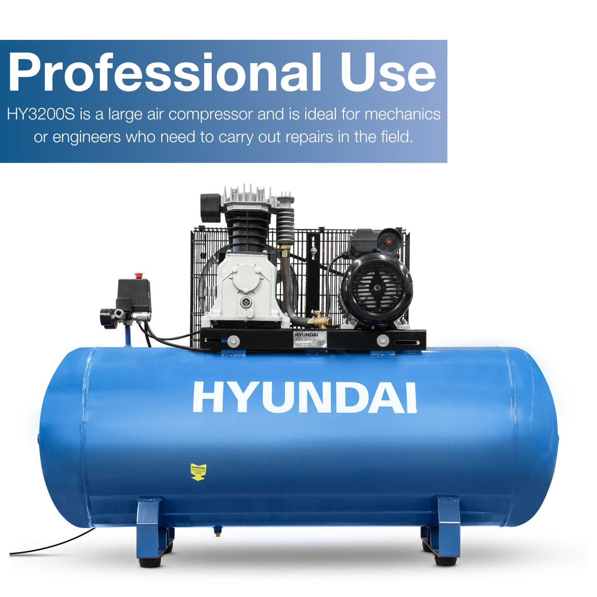 Hyundai 200 Litre Air Compressor, 14CFM/145psi, Electric 3hp | HY3200S