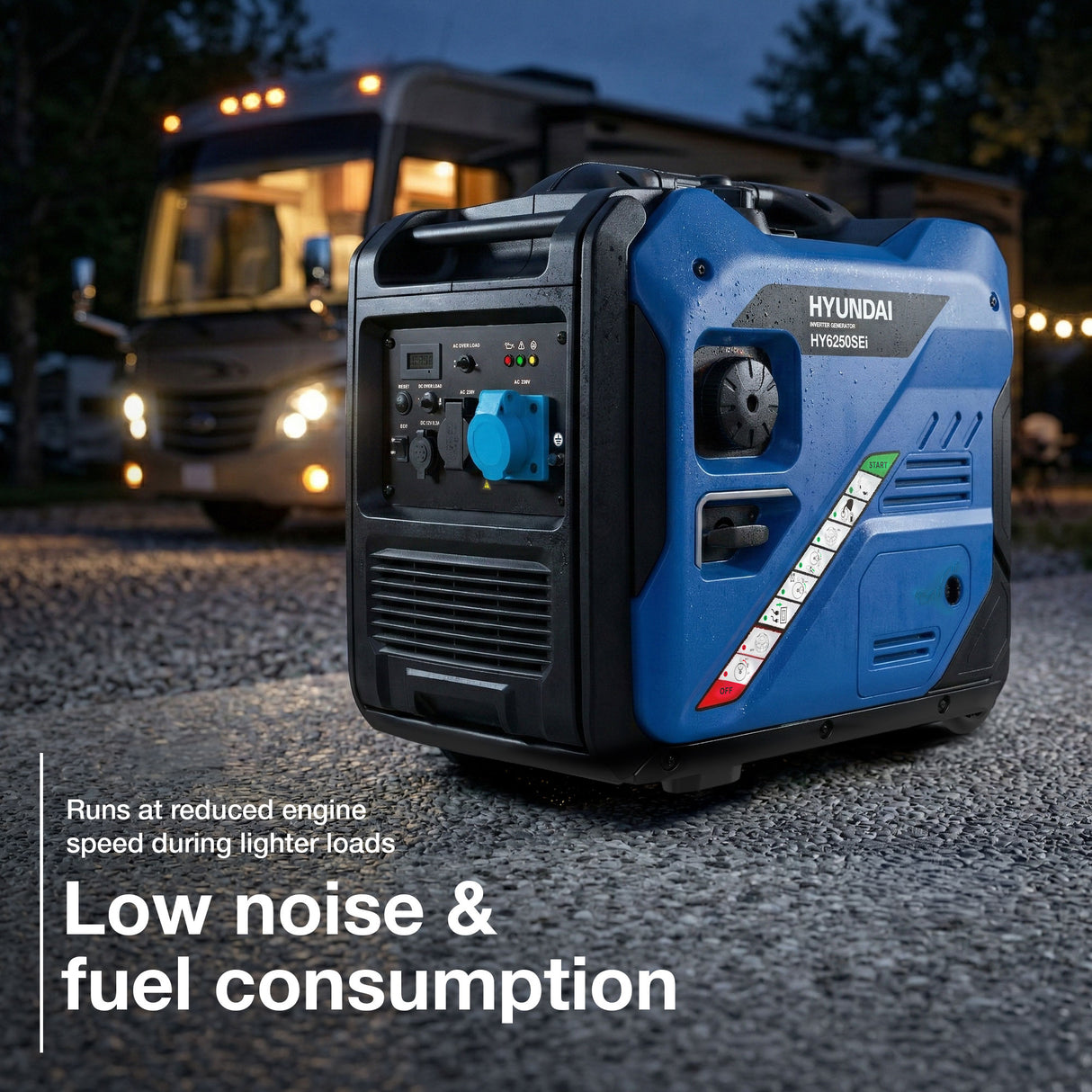 Hyundai 5.5kW / 5500W Inverter Generator, Electric Start, Pure Sine Wave | HY6250SEi