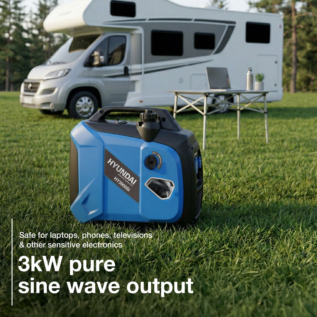 Hyundai 3.3kW / 3300W Inverter Generator, Recoil Start, Pure Sine Wave | HY3900Si