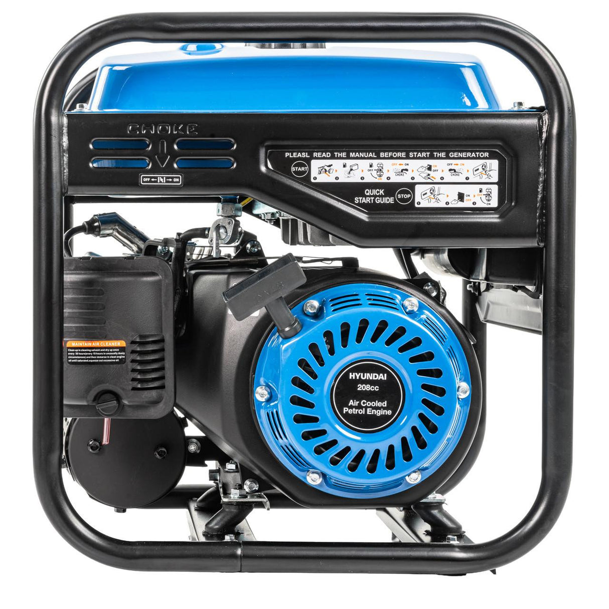 Hyundai 3.3kW / 3300W Inverter Open Framed Generator, Recoil Start, Pure Sine Wave | HY3750i